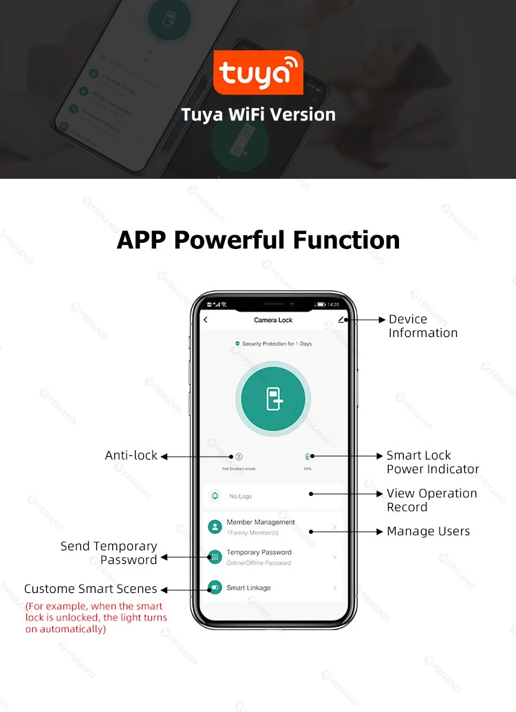 Real Time Intercom Palm Vein Recognition Intelligente Tuya Wifi  3DFace Unlock Outdoor Front Smart Digital Door Lock With Camera