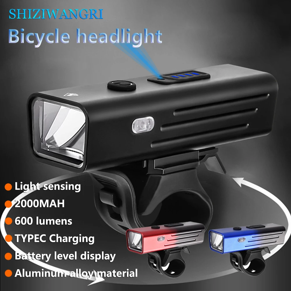 

2000mAH Bike Front Light Headlight Bicycle Light Sensation Aluminum Smart Sense LED Bike Flashlight Bike Accessories