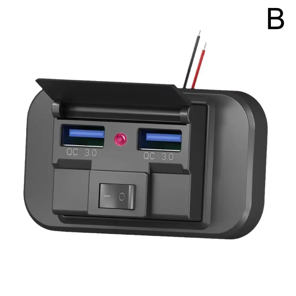 

Dual USB PD QC3.0 Car Charger Socket Boat RV Fast Charging Outlet LED Power Adapter Panel DC12V-24V