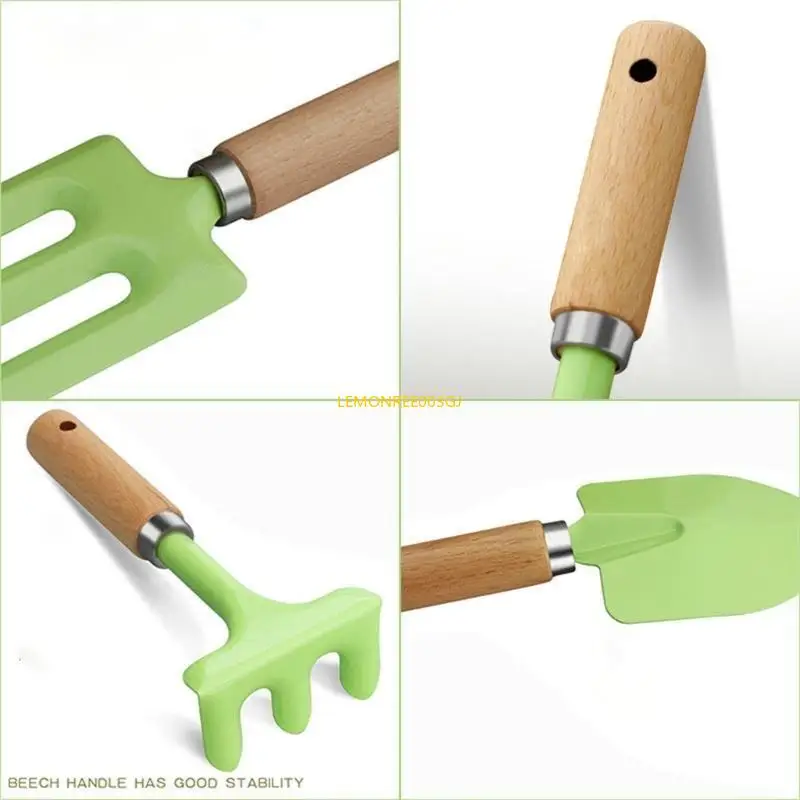 M4YC Children's 3Piece Garden Tool Set with Metal Heads and Handles Suitable for Safe Outdoor Activities Play & Learning