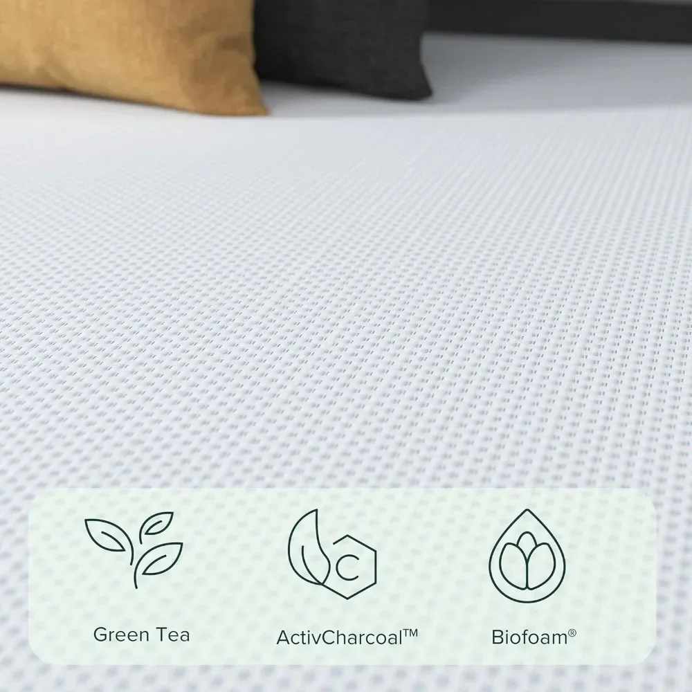 Mattress 6 inch Green Tea Cooling Gel Memory Foam, Fiberglass-Free, Cooling Gel Foam, Pressure Relief, Bed in a Box, Twin Beds 5