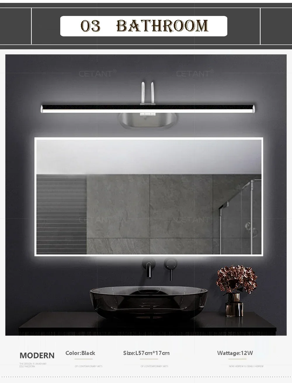 Description Picture 6 of itemLED Modern Wall Lamp Led Mirror Front Light Bathroom Vanity Sink Rotate Lighting Home Decor Cool White Warm White Nordic Lustre