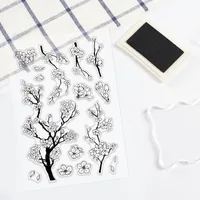 1Sheet Spring Cherry Blossom Season Clear Stamps for DIY Scrapbooking Flowers Silicone Clear Stamp Seals for Cards Making Photo 5
