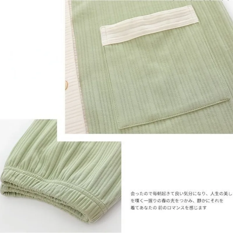 Couple Pajamas Women Men Spring Fall Loungewear Long Sleeve Pants Cotton Sleepwear Set Korean Loose Youth Homewear Outfit Pijama