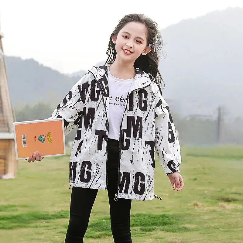 

Korean Version Of Girls' Spring Coat 2023 New Westernized Trend In Big Children's Fashionable Top Windbreaker Trendy Clothing