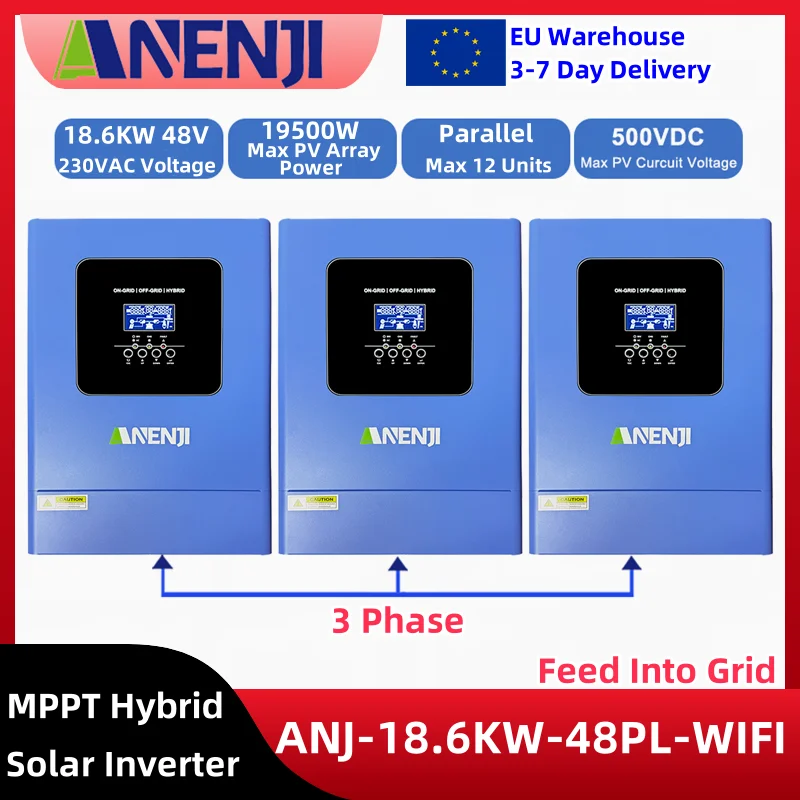 18.6KW 3 Phase Parallel Hybrid Solar Inverter 48V บน Grid Off Grid อินเวอร์เตอร์ MPPT 120A Charger คอนโทรลเลอร์ CT Sensor 1