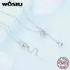 WOSTU 925 Sterling Silver Water-Drop Necklaces Purple Zircon Lily of the Valley Adjustable Chain For Women Gift Fine Jewelry 6