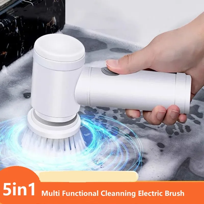 

5 In 1 Electric Cleaning Brush Usb Charging Multifunctional Bathroom Wash Brush Kitchen Cleaning Tool Dishwashing Brush Bathtub