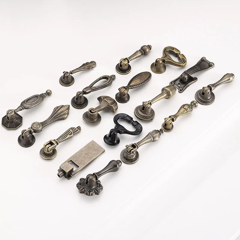 1x Antique Bronze Kitchen Cabinet Knobs Handles Dresser Cupboard Door Metal Pendant Knob Retro Furniture Pulls
