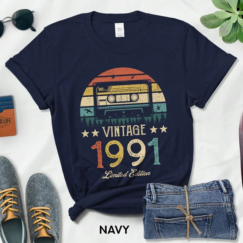 

Vintage Made In 1991 Limited Edition Women T Shirt 33rd 33 Years Old Birthday Girlfriend Daughter Gift Cotton T-shirt Femal Top