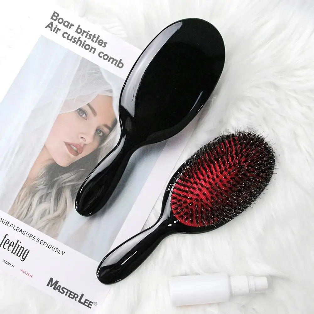 헤어 케어 브러시 스타일링 도구 멧돼지 강모 나일론 헤어 빗 미니 정전기 방지 헤어 두피 마사지 빗 여성 살롱