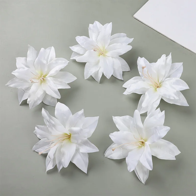 5 Stück Künstliche Seiden-Lilienblüten für Hochzeitssträuße, Bastelarbeiten, Festivals, Partys, Heim-, Zimmer- und Gartendekoration, Kranz – Detail 3