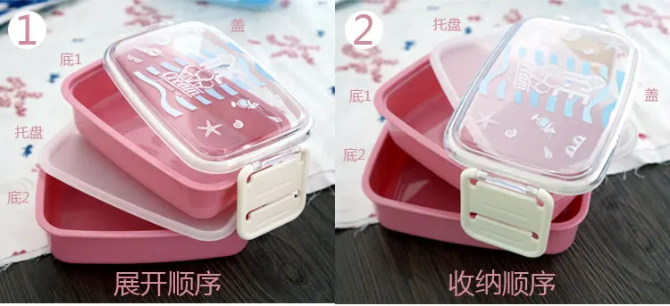 800ml Doppel-Schicht Mikrowelle Bento Box Fitness Lunch Box Nette Kinder Student Frühstück Box Snack Obst Lebensmittel Lagerung container – Detail 3
