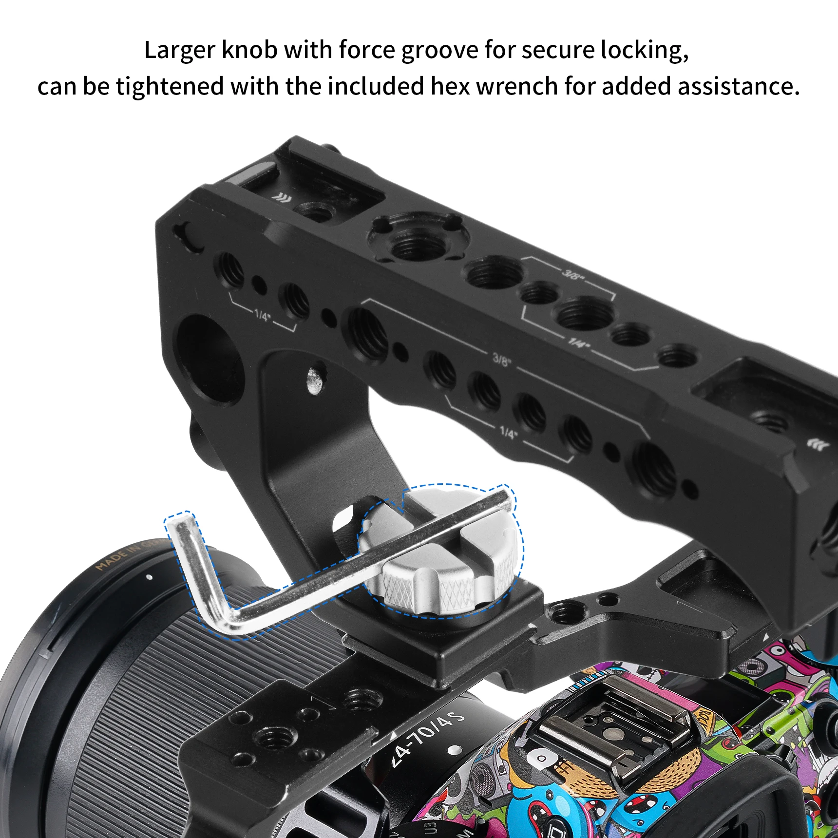 Universal Camera Top Handle 1/4" to 3/8" Screw Adapter for ARRI Grip Camera Cage Photography Accessories