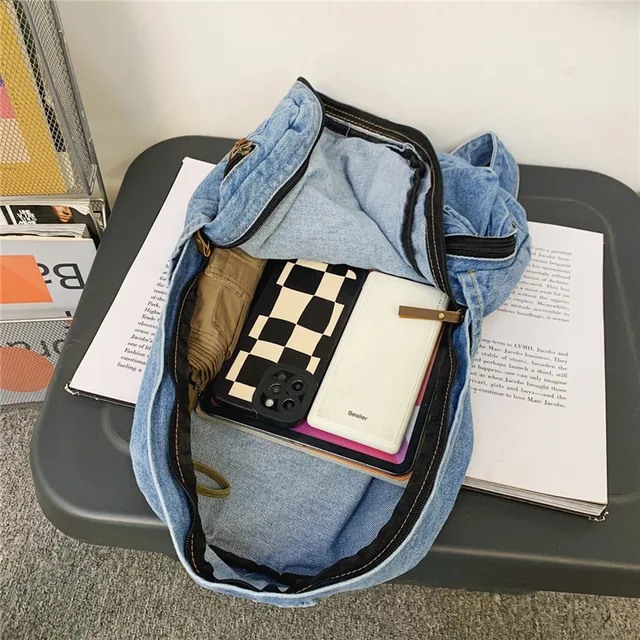 Sac À Dos en Denim pour L'école, Cartable De Voyage pour