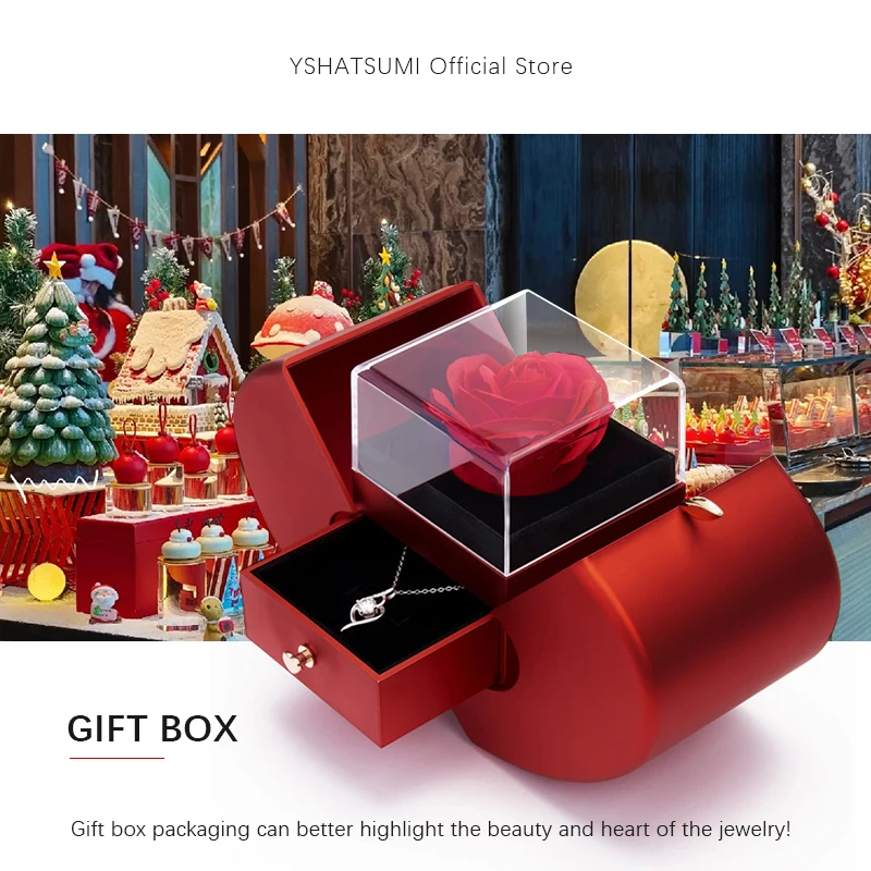 Soap Flower Apple Gift Box Display Christmas Eve Jewelry Box Rose Shape Jewelry Holiday Gift Box Ring Necklace Packaging Storage