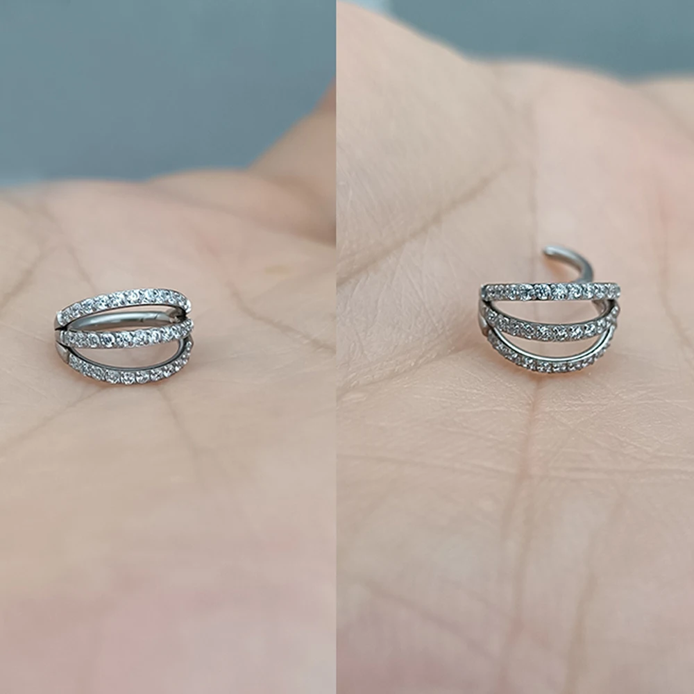 Titanium Hinged Segment Nose Ring Septum Clicker Daith Earrings Hoop Ear Cartilage Tragus Helix Piercing Jewelry 16G nose rings,piercing jewelry,body piercing earrings,ear piercing jewelry,hoop earrings,body piercing jewelry,body jewelry