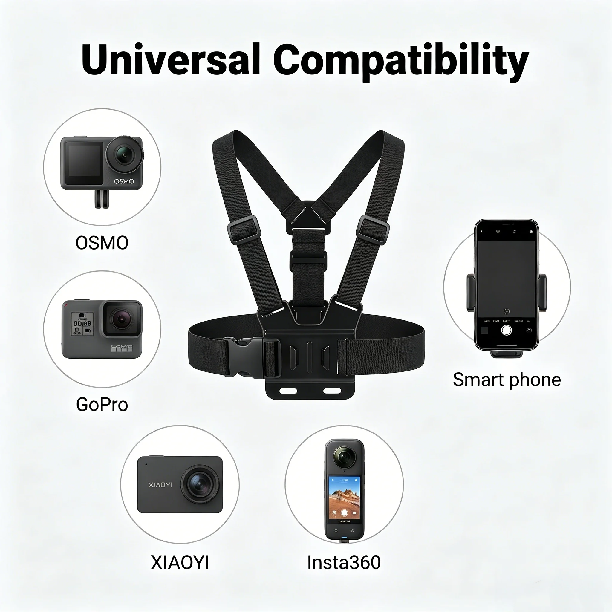 Support de caméra d'action noir - Fixation robuste pour GoPro