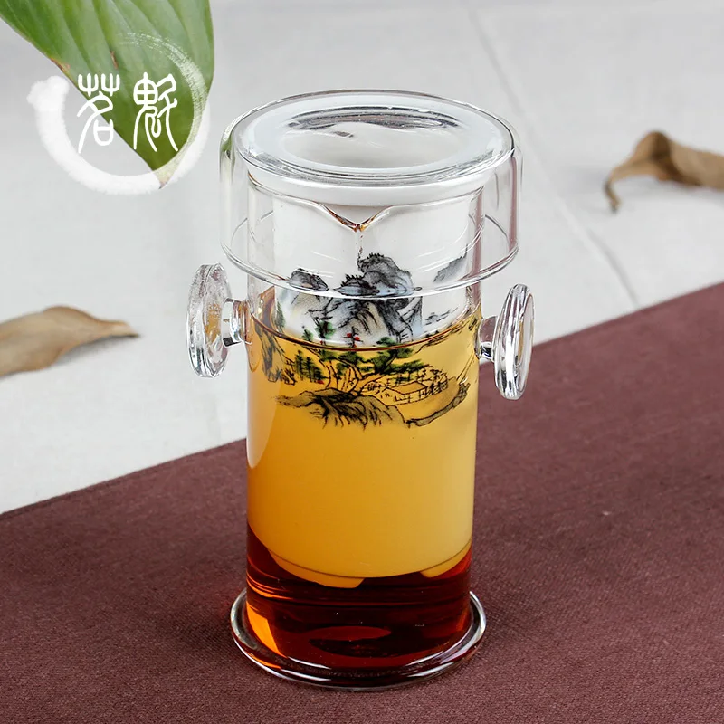 150ml Glass Teapot with Filter Interaural Glass Pot Tea Device Glaze Blue and White Porcelain Liner Filter Kungfu Tea Set