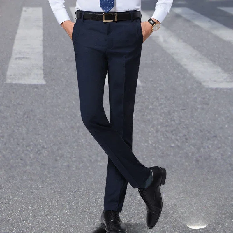 thumbnail image 1 of Pantalones de traje para hombre, holgados, con tirantes, para uso social, ajustados, elásticos, para negocios, para hombre, con cinturón, 1 of 5