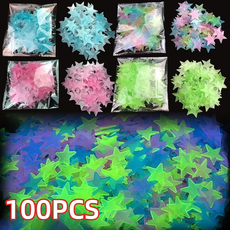 3D Glowing Star Stickers Stars Shining in The Dark Children’s Baby Rooms Bedrooms Ceilings Home Decor Fluorescent Stickers