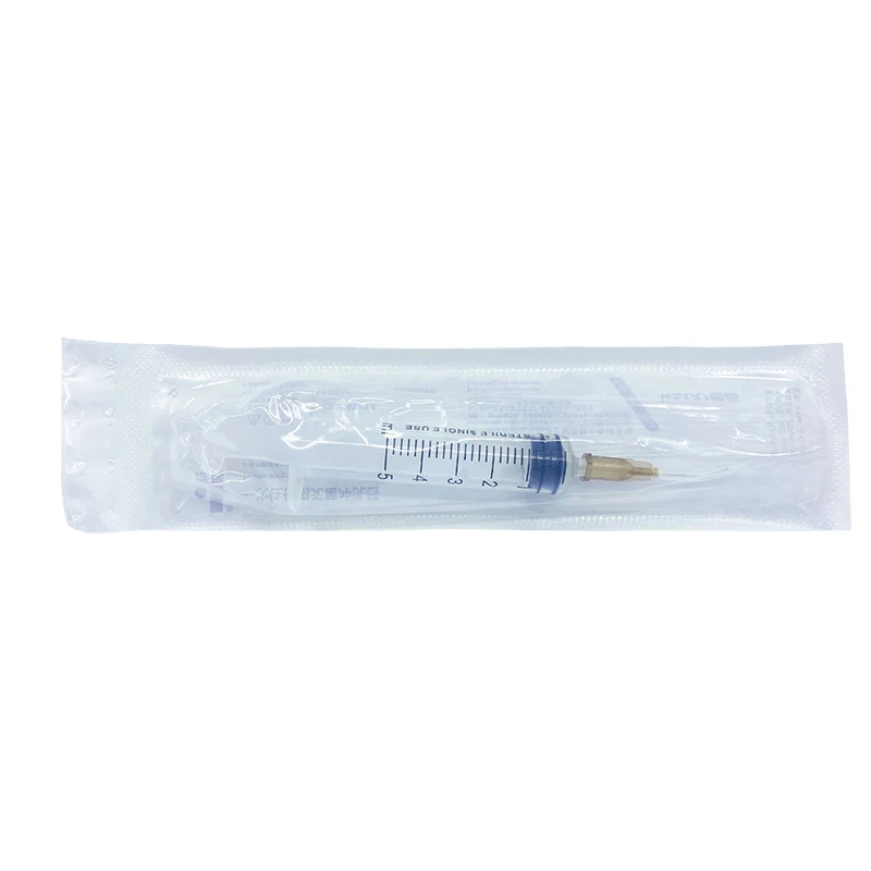 Disposable sterile irrigator tear duct flushing syringe 5ml ophthalmic dental 0.45 elbow flat head irrigation needle