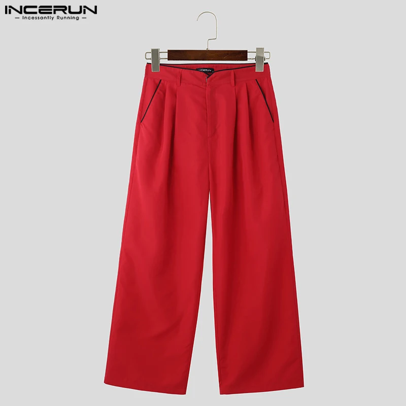 INCERUN 2024 Korean Style Men Pantalons Stylish High Street Design Trousers Leisure Drape Wide Leg Straight Leg Long Pants S-5XL 5
