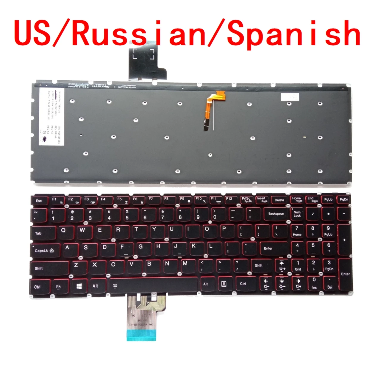 Nuova Tastiera Retroilluminata Per Laptop Spagnolo Russo Usa Per Lenovo Ideapad Y50 Y50-70 Y50-70As Y50-80 U530 U530P-Ifi Sostituzione