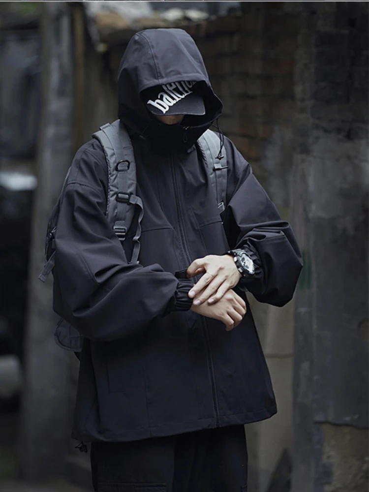 Autumn Men Jacket Hooded Windbreaker Windproof Waterproof Sweatshirt Outdoor Hiking Fishing Coat Couple Outerwear Long Sleeve