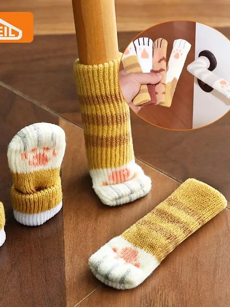 Description Picture 2 of item16Pcs Chair Legs Socks Knitted Furniture Feet Floor Protectors Anti-slip Pads Silent Thicken Table Chair Leg Socks Covers
