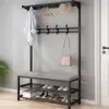 Coat Rack And Shoe Bench Coat Hat Rack Shelf Shoe Bench Clothes Bag Hanger Storage Holder Stainless Steel Hanger Floor Standing 1