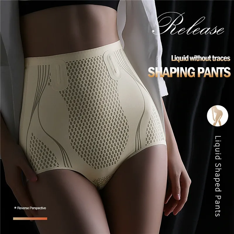 Description Picture 4 of itemWomen's High Waist Ice Silk Shaping Panties Women Seamless Shorts Body Shaper Briefs Breathable Tummy Control Pants Shapewear