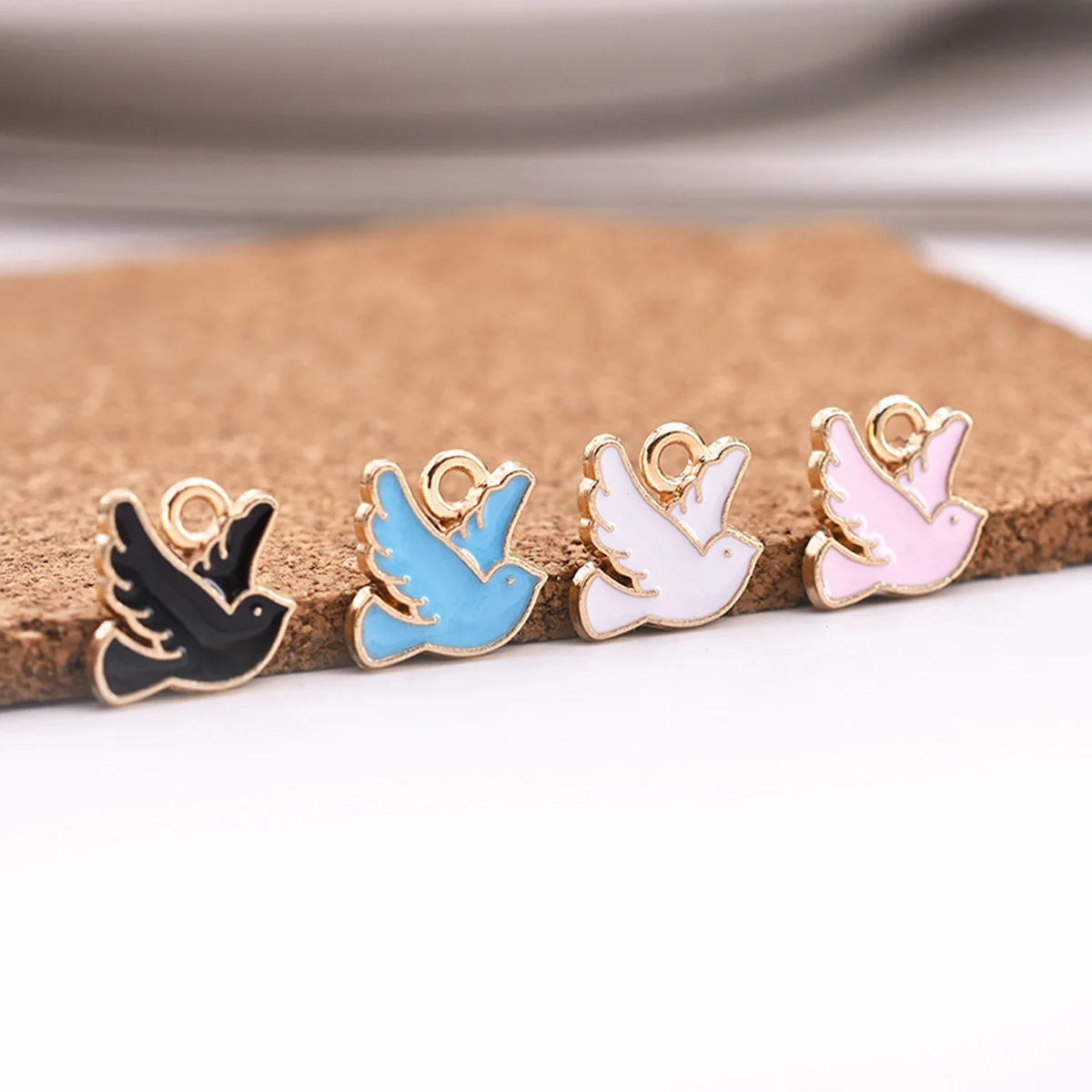 

40PCS Mixed Colors Enamel Charms Dove of Peace Metal Pendants 10x10mm DIY Bracelets Necklaces Making Accessories for Men Women