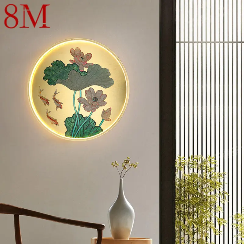 

8M Brass Wall Picture Lamp LED 3 Colors Modern Gold Luxury Creative Lotus Decor Sconce Light for Home Living Room Bedroom