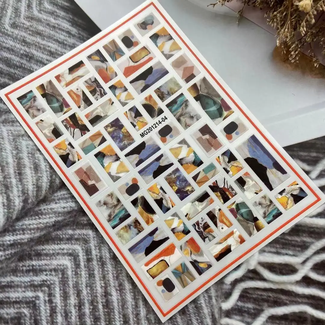 Abstract Painted Metallic Paint Nail Stickers Retro Vintage Animal Party Dry Nail Decals Nail Art Manicure Japanese  Style Gifts 5