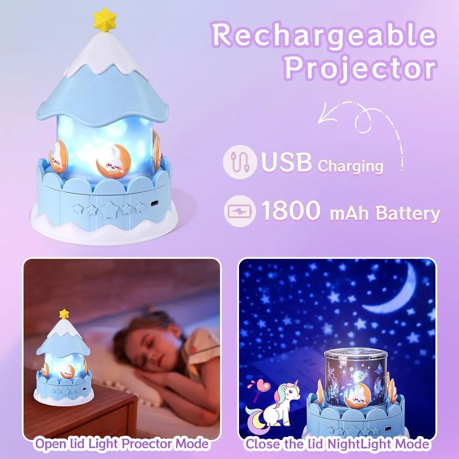 Proiettore Di Luce Notturna Per Bambini 21 Film E Lettore Musicale Bluetooth Luci Notturne Ricaricabili Arredamento Camera Da Letto Regalo Di Compleanno Proiettore Stella  39