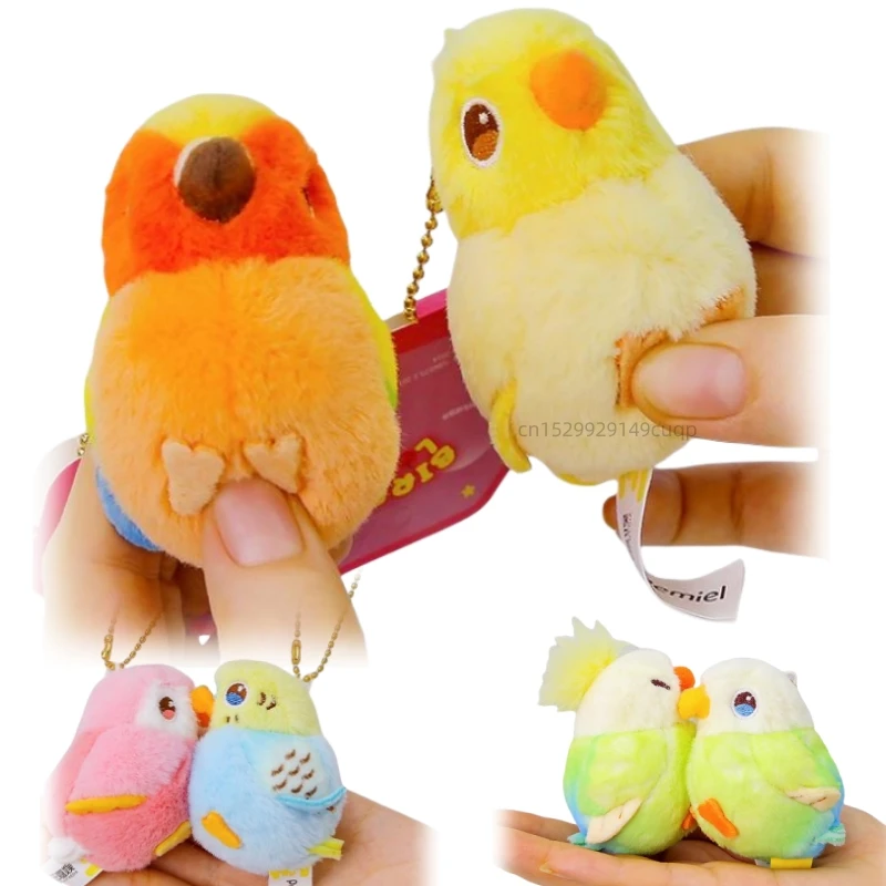 Kawaii Parrot Plush Stuffed Toys Love Bird Doll Couple Friend Pendant Keychain Birthday Gift For Kids Friends