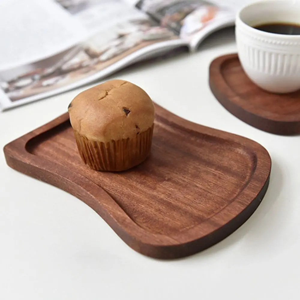 Wood Walnut Color Dried Fruit Wooden Tray Household Tableware Serving Tray Snack Plate Food Dish Wooden Plate