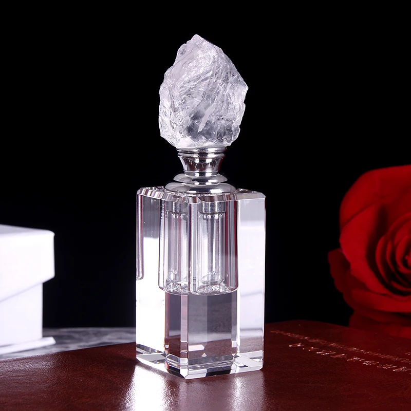 Natural White Transparent Quartz Cryolite Perfume Bottles Essential Oil Decoration Bottle Creative Birthday Gifts Home Decor