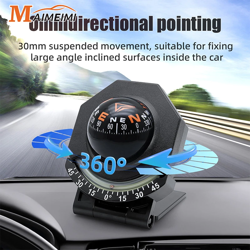 2 in 1 Guide Ball Universal Car Compass Navigation Marine Boat Truck Guide Ball Slope Indicator Outdoor Interior Accessories