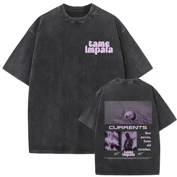 Mens women Vintage  Washed Short Sleeve T-shirt Tame Impala Rock Band Deadbeat Tour 2026  Album Hip Hop Fans Gift T-shirts