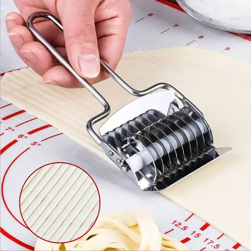 New Stainless Steel Manual Noodle Cutter Pressing Instant Noodles Makers Dough Garlic Ginger Roller Cut Kitchen Pasta Gadgets