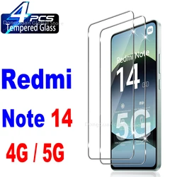 Premium Tempered Glass Screen Protector Film - Pack of 1 or 4 for 2 pieces (For Redmi Note14 4G)