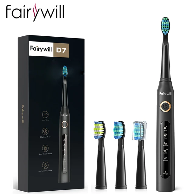 Fairywill Electric Sonic Toothbrush FW-507 USB Charge Rechargeable Adult Waterproof Electronic Tooth Brushes Replacement Heads s