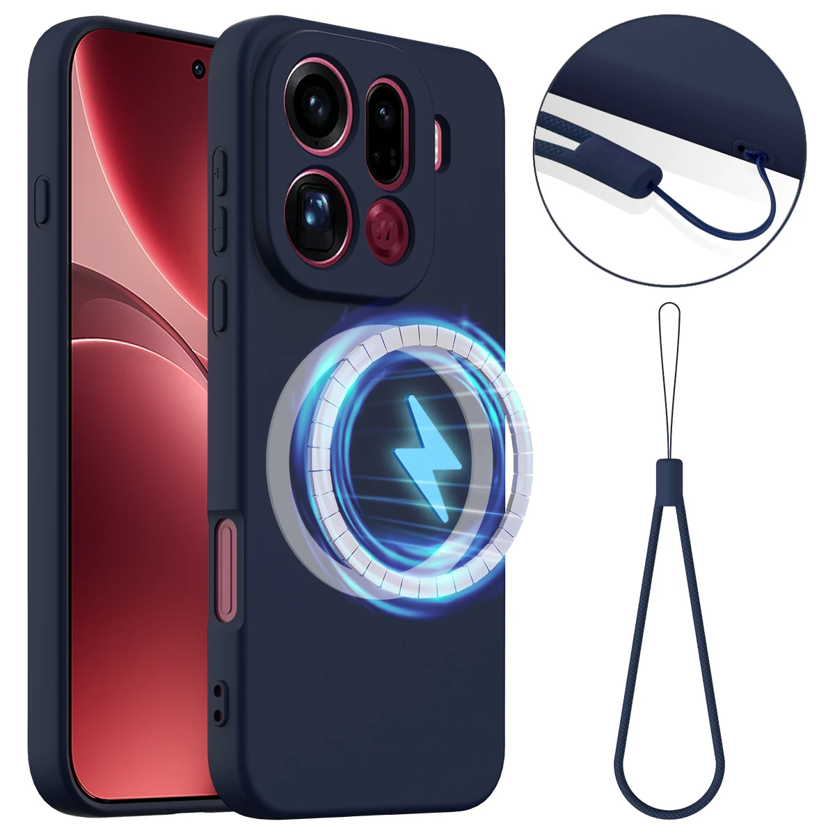 Matte Liquid Silicone Anti-Fingerprint Magnetic Wireless Armor Back Cover