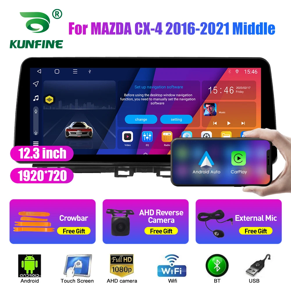 

Автомобильный радиоприемник с экраном 12,3 дюйма и QLED для MAZDA CX-4 2016-2021, средний Android, Восьмиядерный процессор, автомобильная стереосистема, DVD, GPS-навигация, Carplay