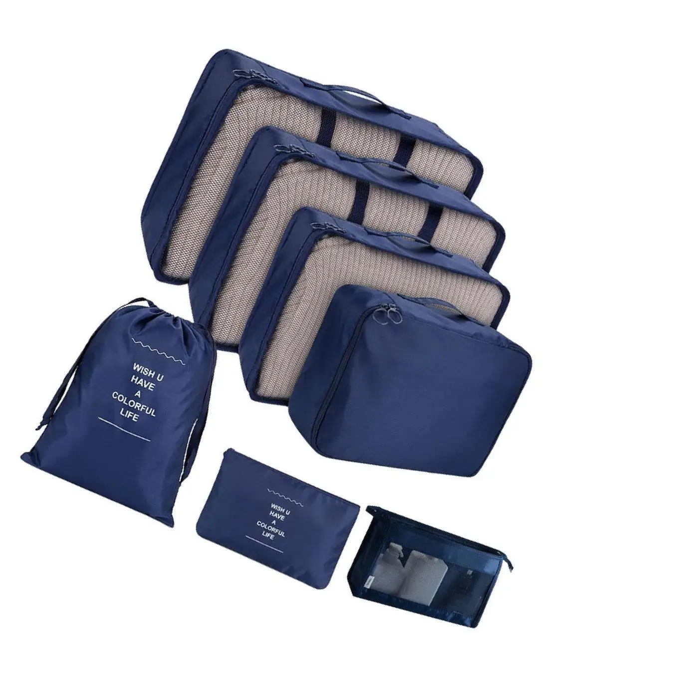 

8Pcs/Set Packing Cubes for Travel Clothes Sorting for Home Camping Family beige