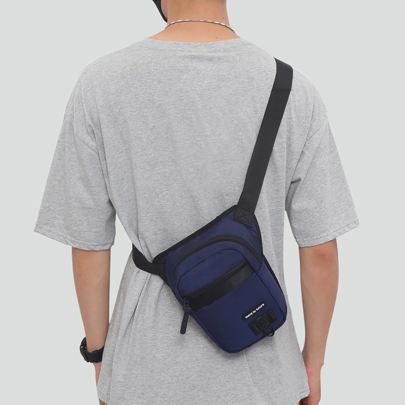 

2023 CellPhone Cheap Crossbody Leisure Men Travel Small Shoulder Multi-function Nylon Casual Chest Bags With Big Pockets Zipper
