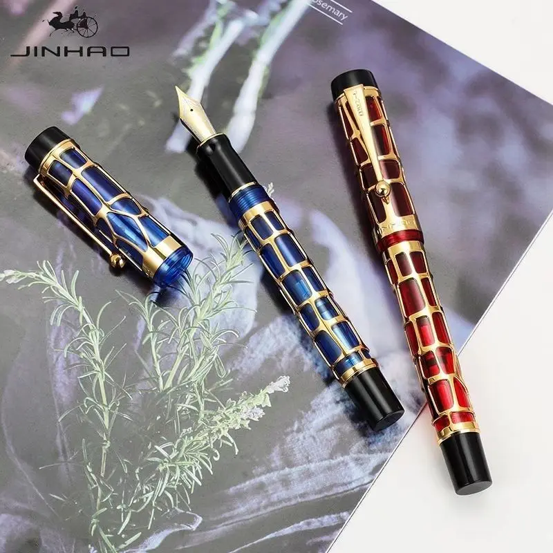 Jinhao 100 여러 가지 빛깔의 중공 조각 만년필 F 0.5mm/M 0.7mm 펜촉 편지지 비즈니스 유창한 잉크 펜 B1 쓰기