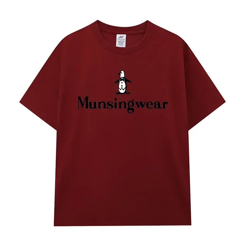 New Cotton Munsing Golf Wear Men's and Women's T-shirtsSolid Color Round Neck Short Sleeved Top Korean Loose T-shirt